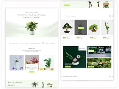 Garden Pots Landing Page blog psd branding design landing page psd template psd templates template ui