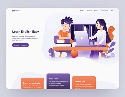 English school englishshool graphic design illustration language school online school ui ux webdesign