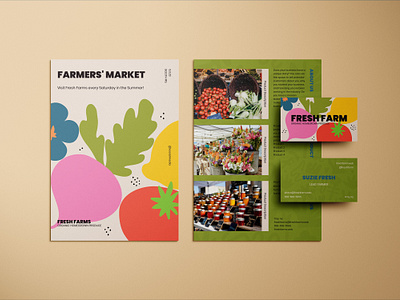 Farmers' Market Brand Identity Set branding business card farmers market flyer marketing produce vegetables