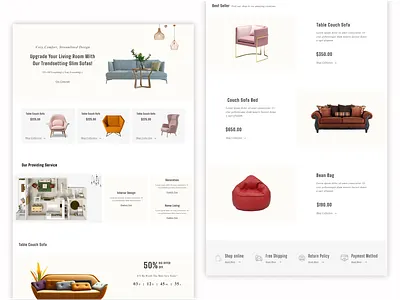 Slim Sofa Landing Page blog psd branding design illustration landing page logo psd template psd templates template ui