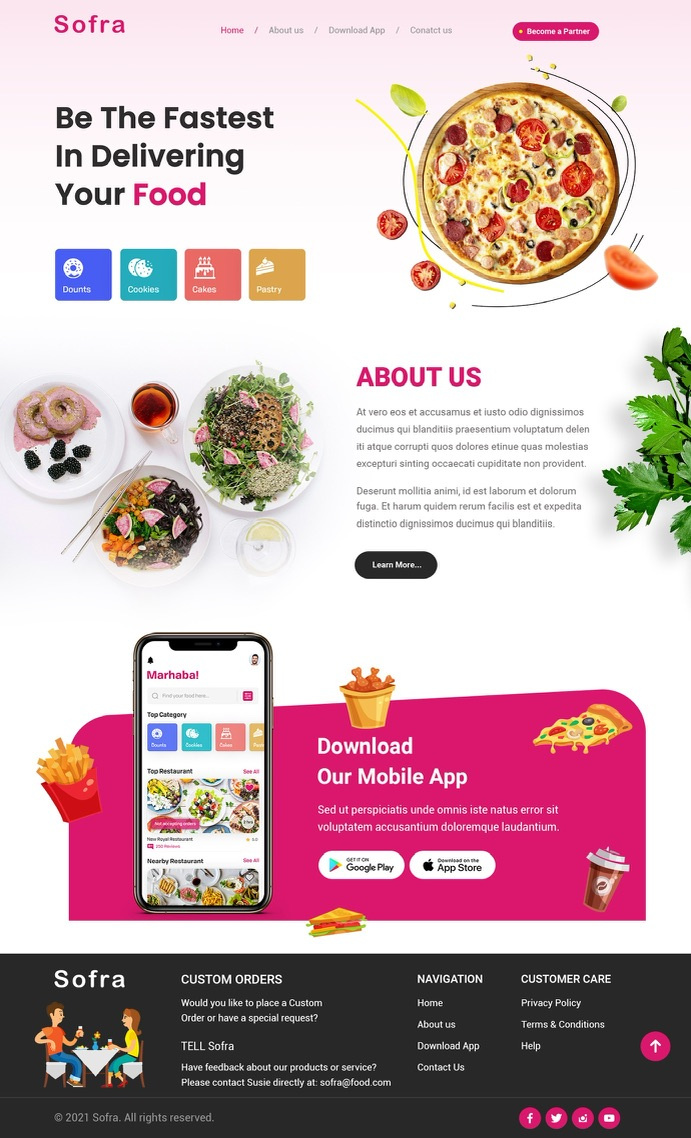 Food Delivery App Landing Page app development dubai devicebee devicebee app developer dubai food app developer dubai food delivery app landing page design mobile app development dubai