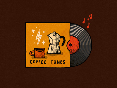 Coffee Tunes caffeine coffee coffee stricker cup design moka pot mug music notes record vinyl record