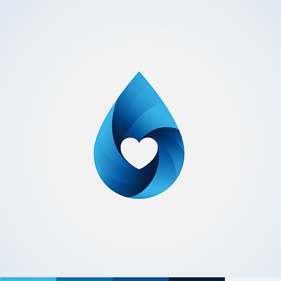 Water Drop Heart Logo for Medical Health Infusion Treatments blood blue brand branding care clean donoate drop gradients health heart hope hydration infusion logo medical physician swirl transfusion water