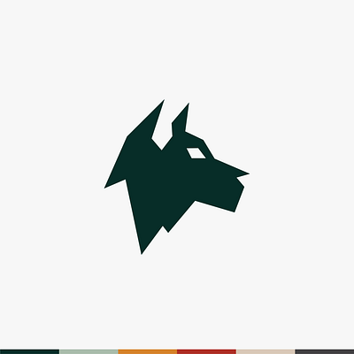 Geometric Wolf Mountain Negative Space branding dog fashion geometric logo