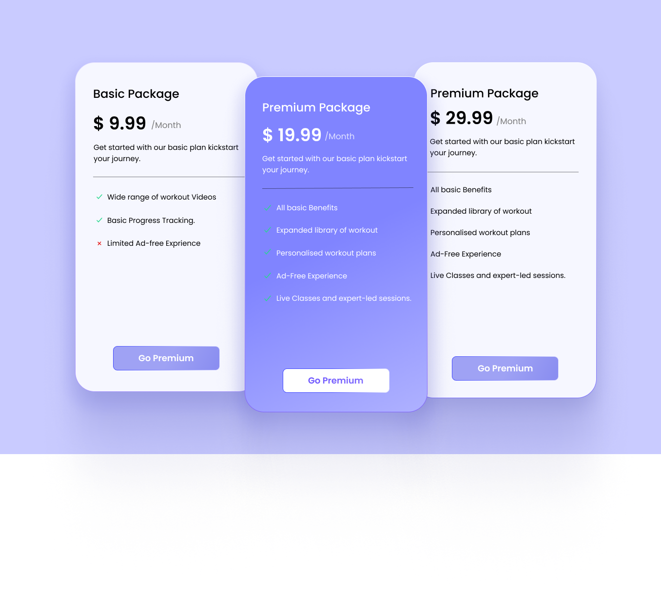 Subscription Package - UI/UX Design app branding design graphic design illustration logo typography ui ux vector