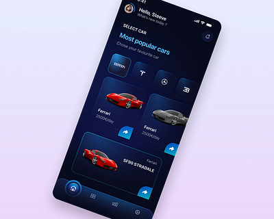 Select page - car rental app graphic select page ui ux ui