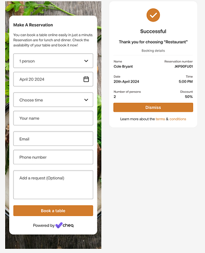 Mobile Reservation and Success screen figma mobile app uiux user experience