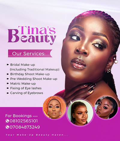 Tina's Beauty Flyer Design adobe photoshop branding brochure design creative design flyer flyer design flyer designer graphic design graphic design inspiration graphic designer inspiration makeup flyer