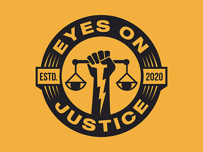 Eyes On Justice Badge badge branding design graphic design identity illustration justice logo mark scales social social justice