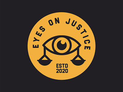 Eyes On Justice Badge Alt badge branding design graphic design identity illustration justice logo march mark scales social