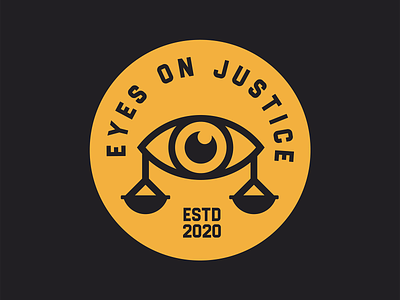 Eyes On Justice Badge Alt badge branding design graphic design identity illustration justice logo march mark scales social