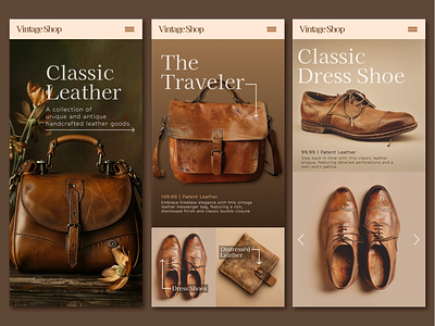 Vintage Leather Mobile UI branding mobile ui