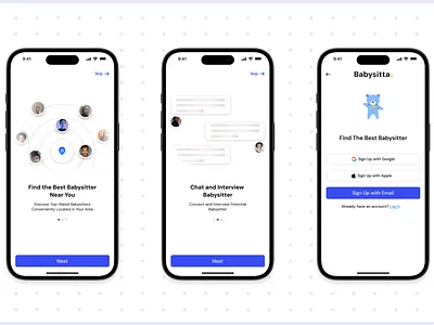 Onboarding - Babysitter App graphic design product design ui