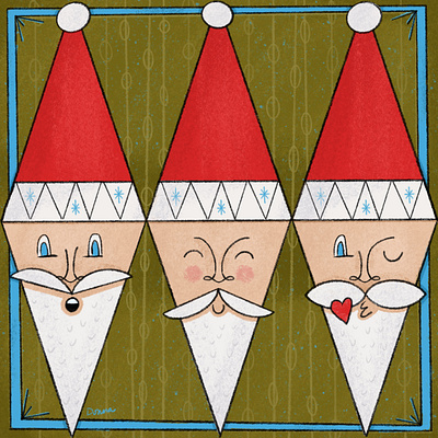 Santa Trio christmas holiday illustration procreate santa