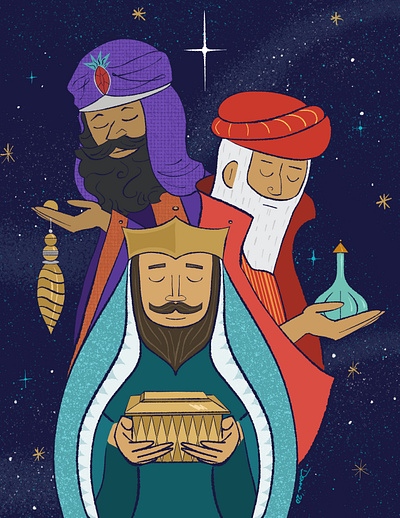 We Three Kings card card design christmas greeting card holiday illustration procreate