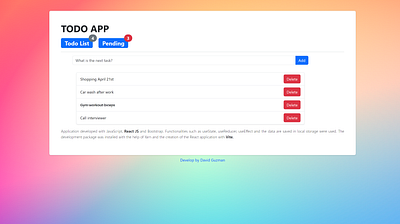 TODO App - React app application code html javascript react todo