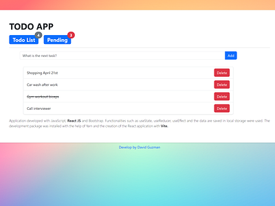 TODO App - React app application code html javascript react todo