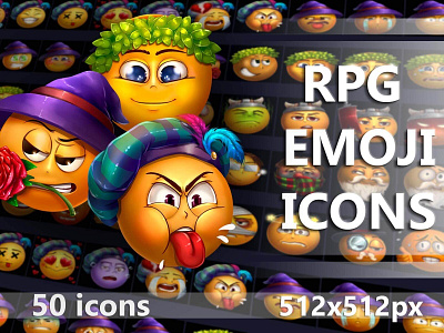 Free Emoji Icons for RPG Games 2d art asset assets emoji fantasy game game assets gamedev icon icons illustration indie indie game pack rpg set smile ui