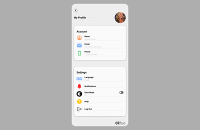 Settings - Daily UI - Challenge #007 figma graphic design settings ui ux