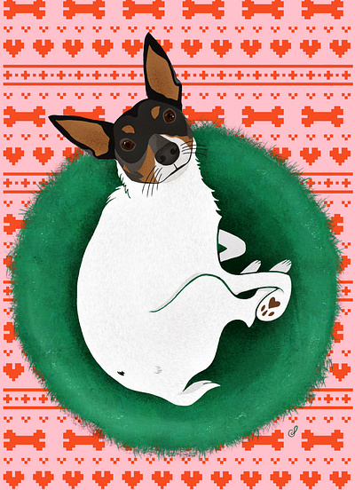 And to All a Good Night card card design christmas dog holiday illustration procreate