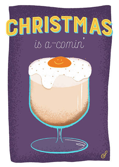 The Egg is in the Nog card card design christmas eggnog graphic design holiday illustration procreate typography