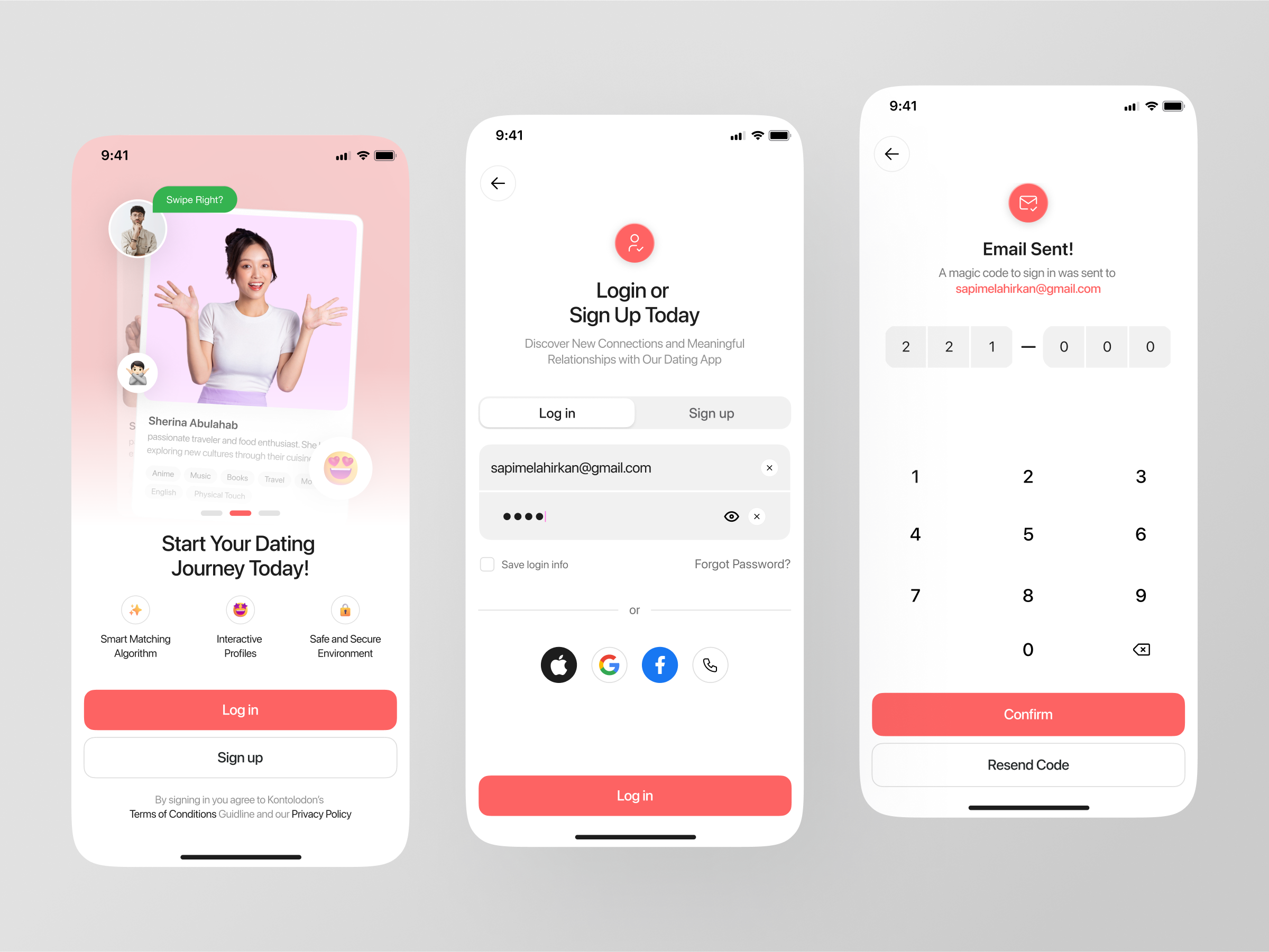 Sweprek Dating App Log in Screen by BimGraph🐊 for Kretya Studio on