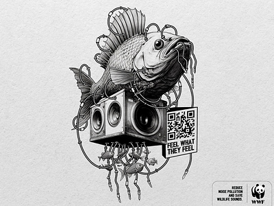 Feel what they feel! Fish advertising art blackandwhite creative creative ads design illustration ink noise pollution ooh printad wwf