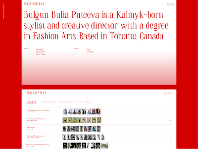 Portfolio website / Fashion Stylist Bulia Puteeva branding design graphic design typography ui ux vector web design website