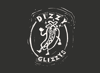 Dizzy Glizzys adventure beer bikes branding carving fun handmade hotdog illustration logo outdoors portland printmaking retro rubber cut stamp carving summer texture