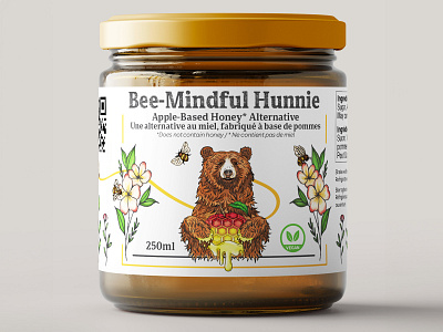 Bee-Mindful Hunnie client project freelance graphic design label design mindfulfud plenty grace co.