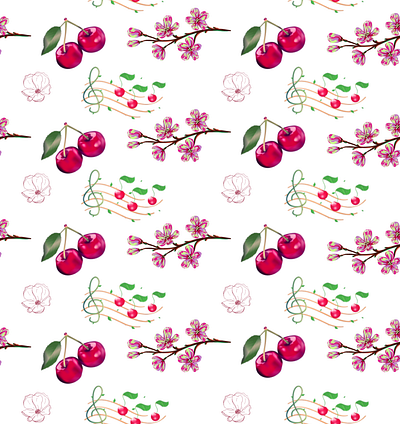 cherries pattern cherries cherry blossoms flowers graphic design patterns