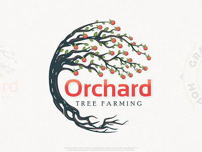 Orchard Logo branding graphic design illustrator logo logo design orchard logo peach peach fruit logo peach logo peach tree