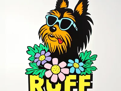 RUFF 240502 dog flowers illustration retro vintage yorkie