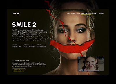 Cinemark: SMILE 2 Premiere 2024 cinema cinemark concept film form halloween movie photography premiere smile smile2 theater tickets trailer ui design web design