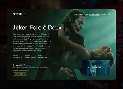 Cinemark: Joker Premiere 2024 cinema cinemark concept form joker lady gaga movie photography premiere theater tickets trailer ui design web design