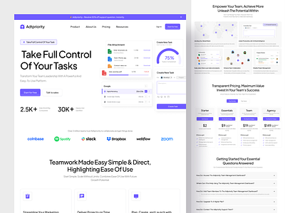 Task Management - Landing Page daily task dribbble landing page optimization projects saas task management team to do list ui ui ux ux web design workflow