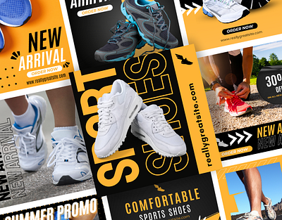 Instagram Canva Ads Posts - Sports Shoes advertising banner ad canva instagram instagram post social media ads social media banner ad