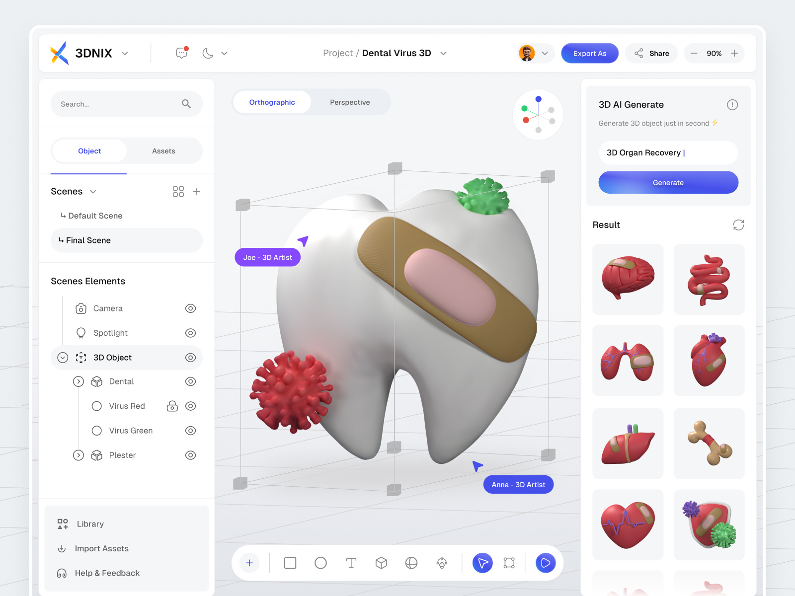 3DNIX - SaaS AI 3D Builder Web App 3d 3d asset 3d builder 3d creator 3d generator 3d object 3d organs app builder asset builder blender email builder generate organ asset pitch deck builder render saas saas 3d builder spline web app web builder