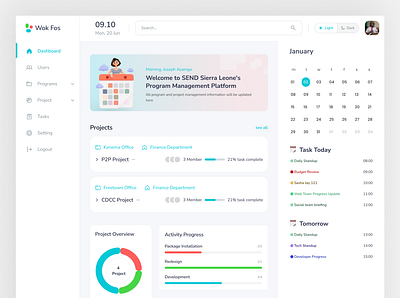 Task Management Dashboard - Wok Fos dashboard management product design productivity app project management project manager saas scheduling task task app task list task management teamwork web design