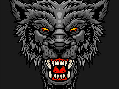Demonic wolf design graphic design illustration logo
