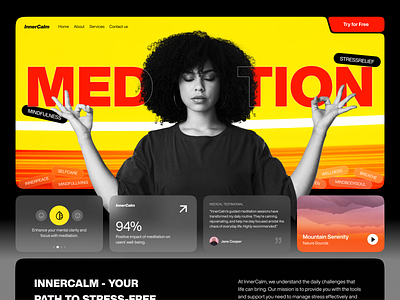 Meditation Website about us bannerdesign behance designsystem dribbble graphicdesign homepage innercalm landingpage lsoin9 meditation mindfull stress uiux website