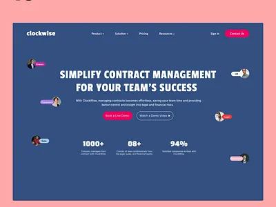 ClockWise business contract corporate daily design figma finance graphic design hero hero section inspiration section team ui ux web webdesigner website website design