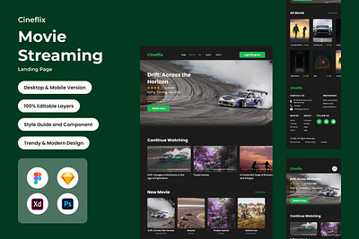 Cineflix - Movie Streaming Landing Page V2 cinema entertainment film homepage internet landingpage media movie network online reel responsive streaming video web