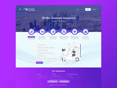 Car Insurance clean design flat illustration typography ui ux website