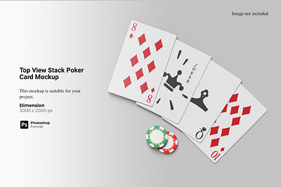 Top View Stack Poker Card Mockup perspective