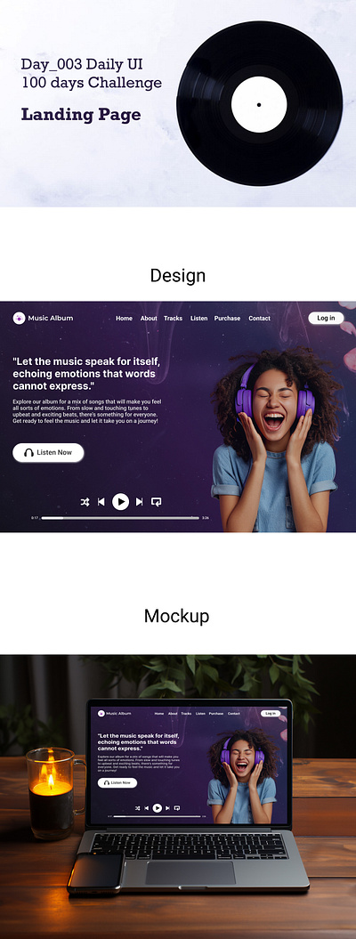 Day_003 Daily UI Landing Page behance daily ui day 3 dribbble landing page music album pinterest ui