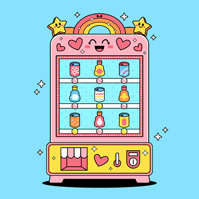 Vending machine animal bottle branding can cartoon character colorful cute drink graphic design illustration machine vending water