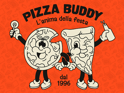 Pizza buddy - Brand design advertising graphic design brand design branding brochure character design graphic design illustration italian pizza italian pizzeria logo logo logo design mascot logo mascotte packaging design pizzeria branding retro logo design visual identity