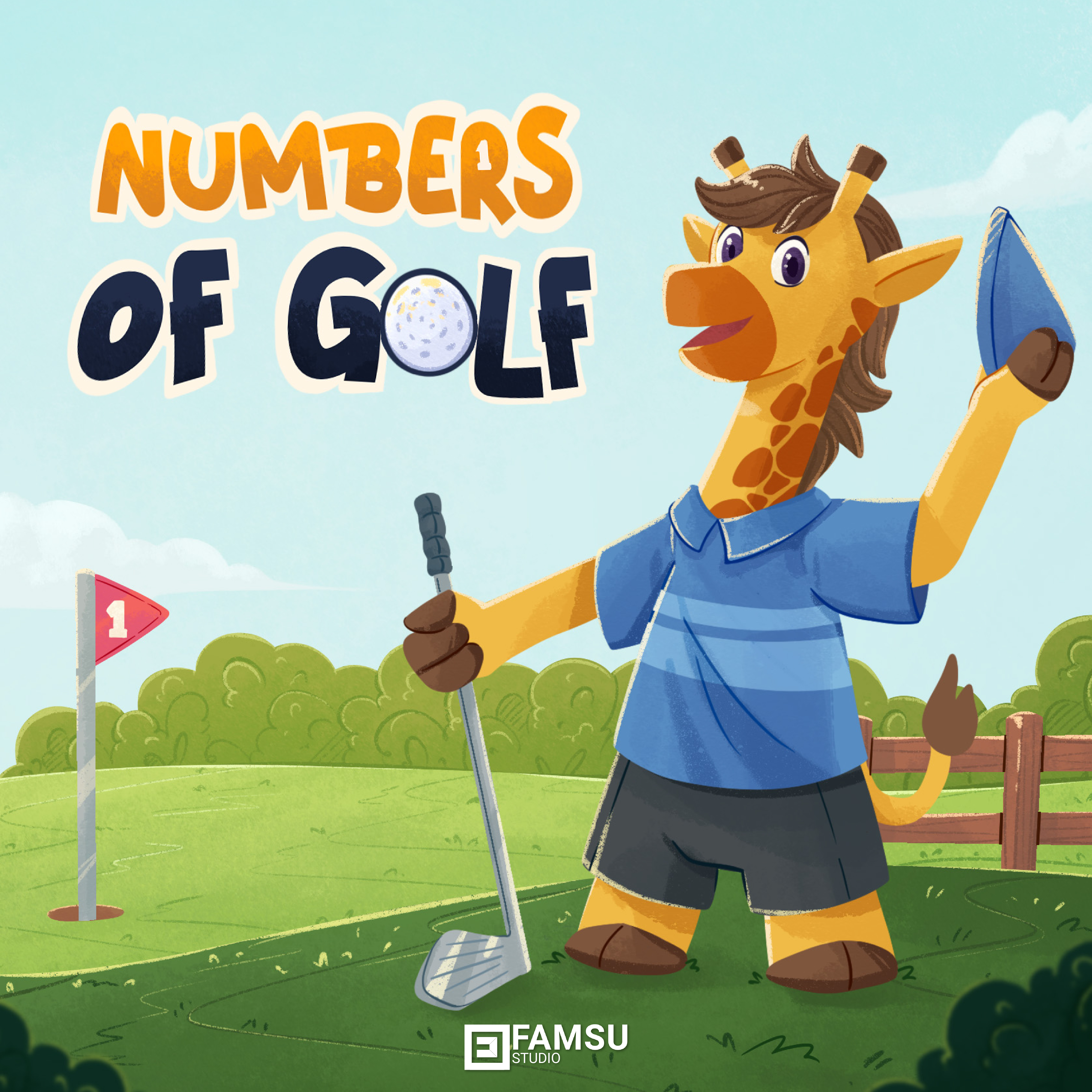 Numbers of Golf Children Book Illustration character design children book children illustration count counting custom design cute giraffe golf illustration
