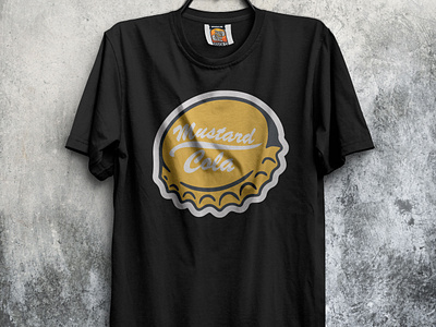 Mustard Cola T-shirt and Illustration appareldesign branding creativedesign digitalart fallout falloutinspired fashiondesign graphicdesign illustration merchandisedesign mustard popculture postapocalyptic productbranding textiledesign tshirtdesign yellow